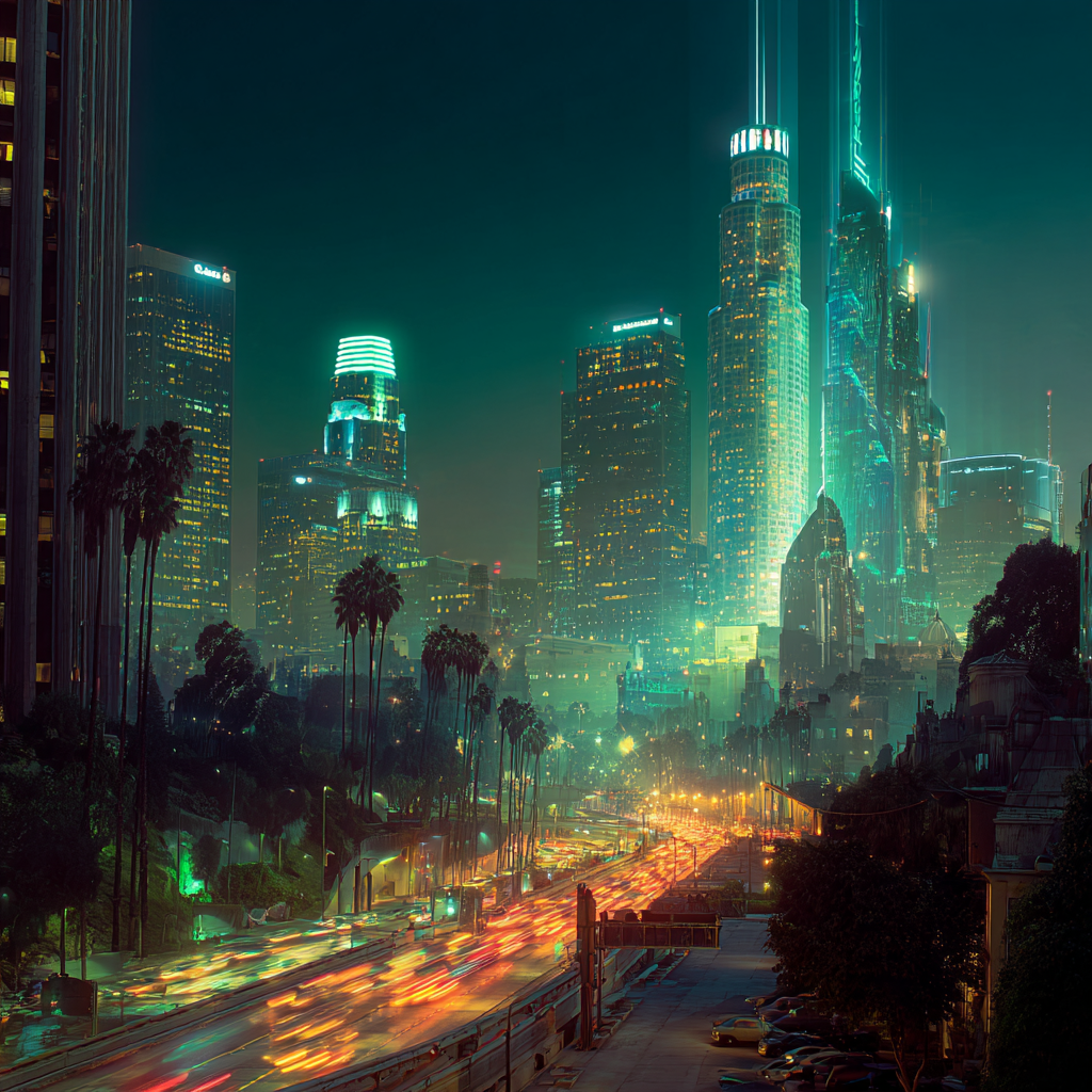 Los Angeles cityscape at night